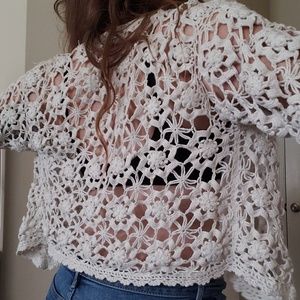 Floral Ivory Crochet Cardigan